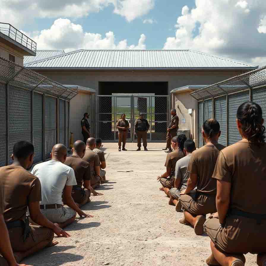 Inmates in the prison yard